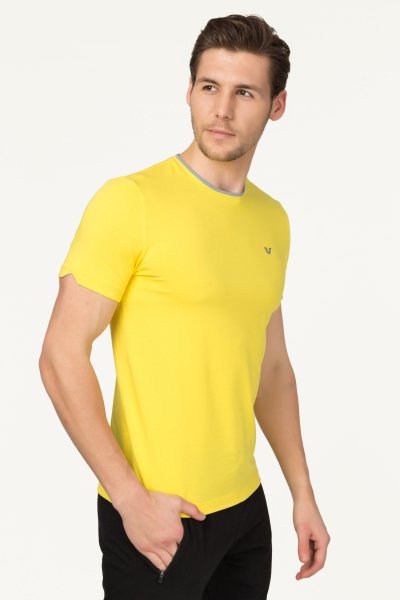 Erkek Sarı Örme Tişört 2374