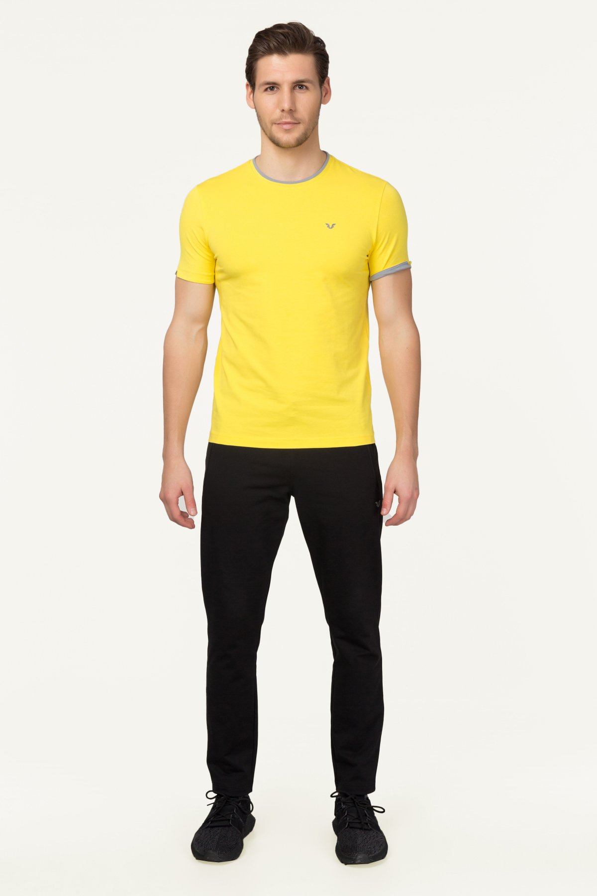 Erkek Sarı Örme Tişört 2374
