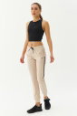Kadın Krem Dokuma İnce, Lastik Paça, Fermuarlı Yan Cep Eşofman Altı | 3527 - 10