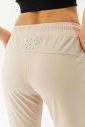 Kadın Krem Dokuma İnce, Lastik Paça, Fermuarlı Yan Cep Eşofman Altı | 3527 - 3