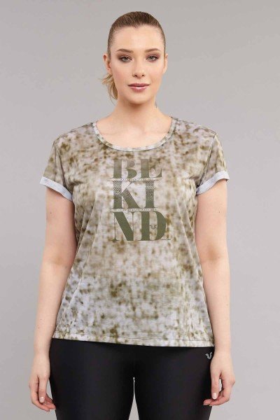 Kahverengi Büyük Beden Kadın Antrenman T-Shirt ES-3636