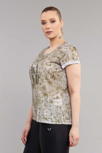 Kahverengi Büyük Beden Kadın Antrenman T-Shirt ES-3636