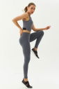 Kadın Gri Yüksek Bel Esnek ve Toparlayıcı Spor Tayt | 4229 - 8