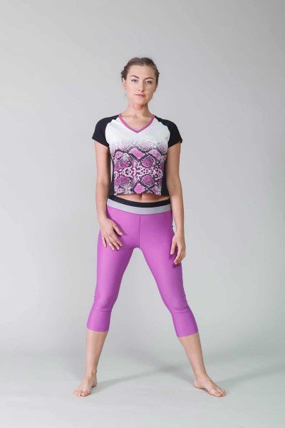 BİLCEE - Bilcee Pembe Kadın V Yaka Desenli Pamuklu T-Shirt 9140 (1)