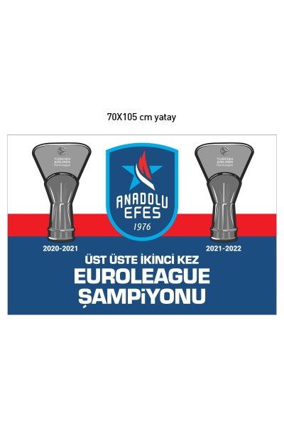 BİLCEE - Anadolu Efes Euroleauge Şampiyonluk 70x105 cm Yatay Bayrak 0921