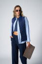 Kadın Lacivert Sıfır Kol Yakalı Rüzgar Geçirmez Üç Mevsim Yelek | 1267 - 1