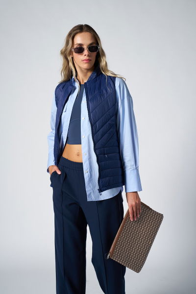 Kadın Lacivert Sıfır Kol Yakalı Rüzgar Geçirmez Üç Mevsim Yelek | 1267 