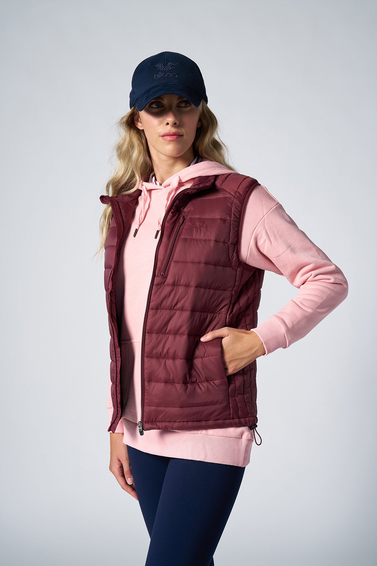 Unisex Bordo Sıfır Kol Fermuarlı Cepli Yelek | 1268 - BİLCEE (1)