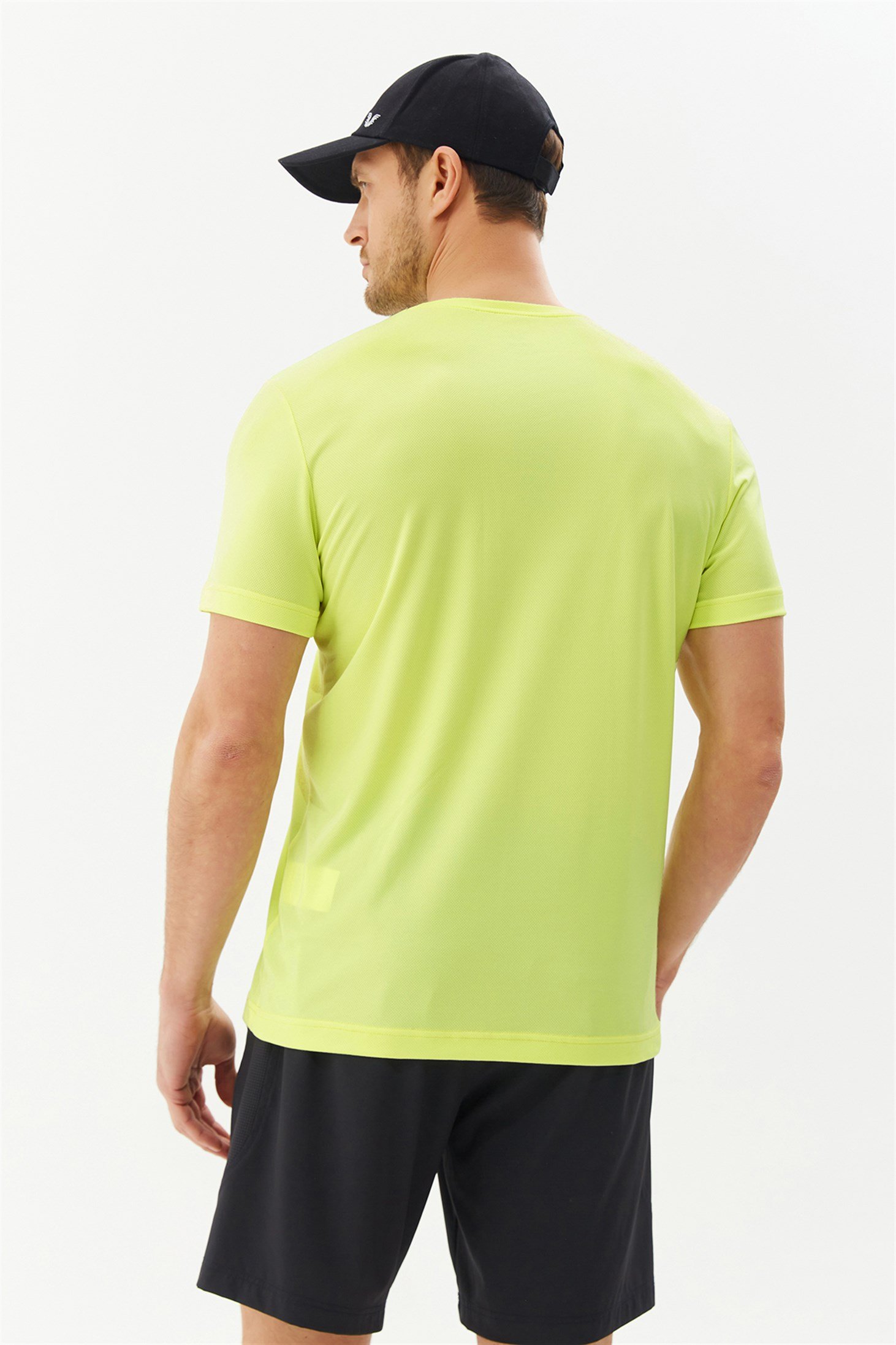 Erkek Yeşil Bisiklet Yaka Kısa Kollu Antrenman Fitness Spor Tişört 1332