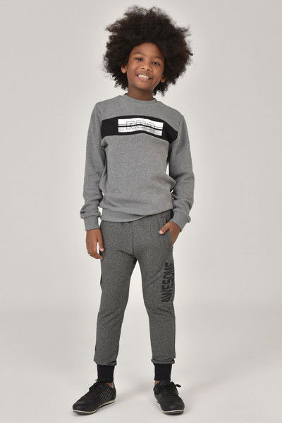Erkek Çocuk Gri Bisiklet Yaka Sweatshirt 1430