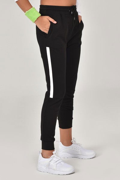 Siyah Unisex Çocuk Lastik Paça Eşofman Altı 1476