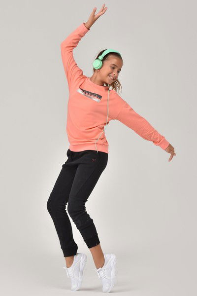 Pembe Unisex Çocuk Bisiklet Yaka Sweatshirt 1482
