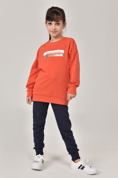 Kırmızı Unisex Çocuk Bisiklet Yaka Sweatshirt 1482