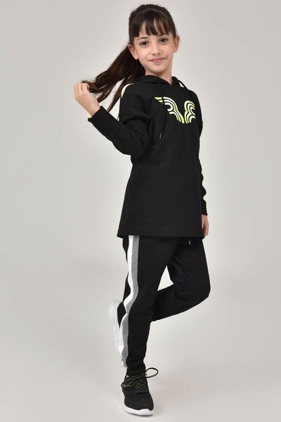 Siyah Unisex Kapüşonlu Çocuk Sweatshirt 1513