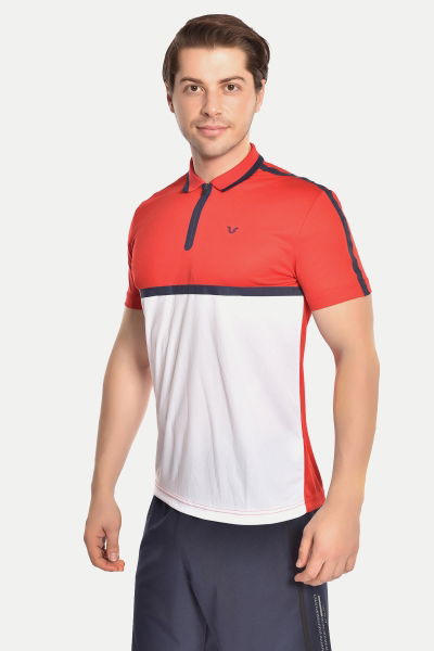 BİLCEE - Erkek Beyaz Kırmızı Polo Yaka Antrenman Tişört 1760 (1)