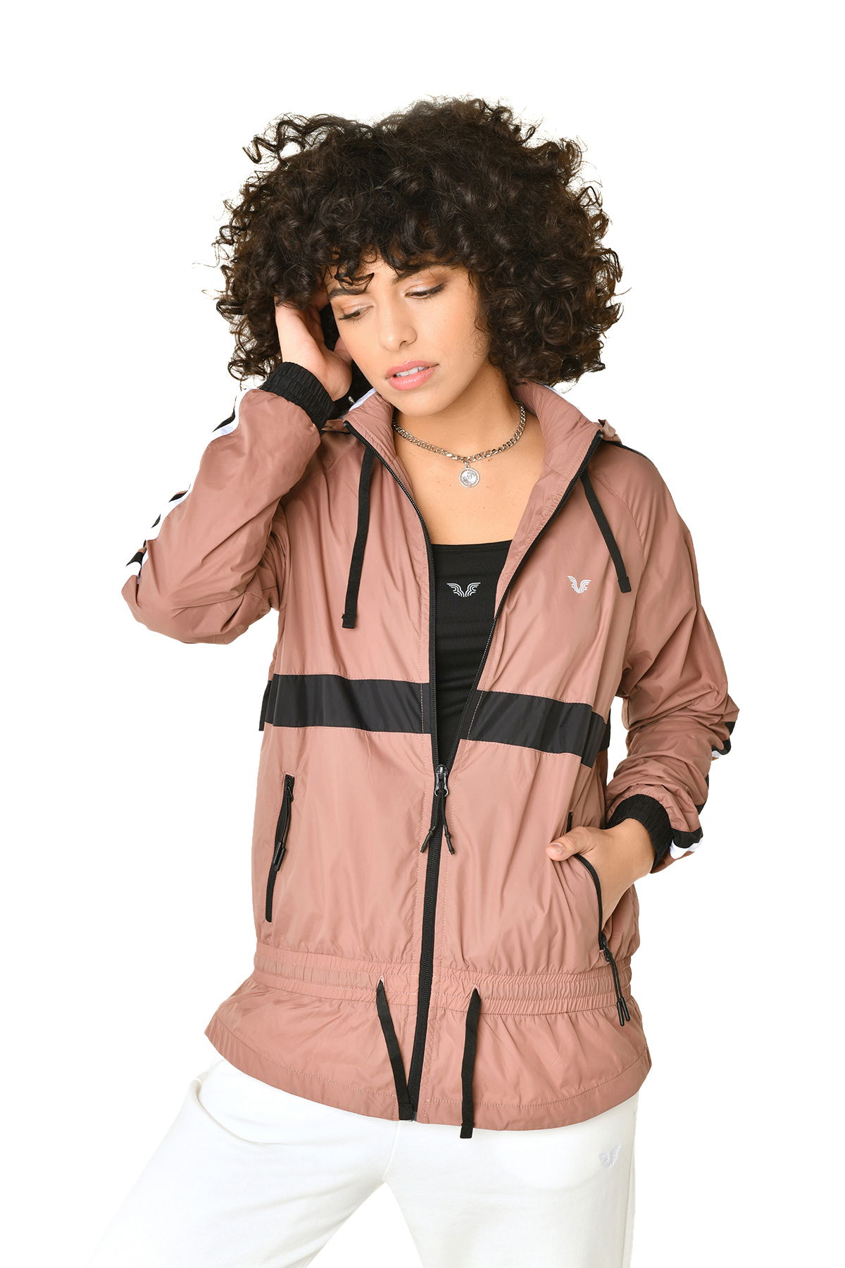 Kadın Kahverengi Kapüşonlu İpli Cepli İnce Eşofman Üstü | 3512 - BİLCEE (1)