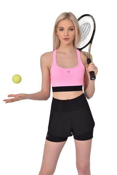 Kadın Siyah Yüksek Bel Kısa Esnek Spor Taytlı Şort 8042