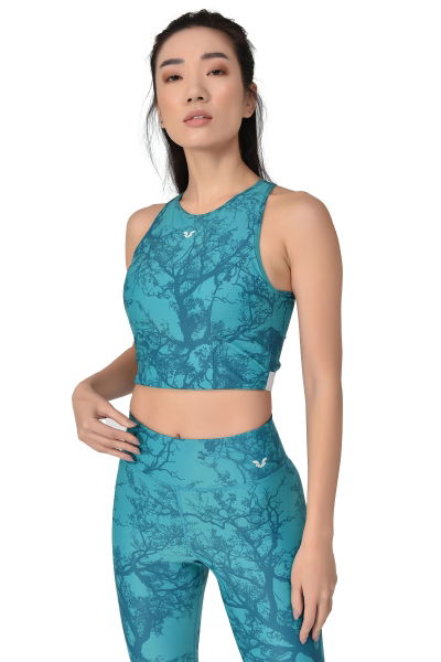 BİLCEE - Kadın Turkuaz File Sırt Detaylı Destekli Crop Body 8113