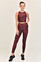 Kadın Bordo Yüksek Bel Desenli Esnek ve Toparlayıcı Spor Tayt 8121 - 6