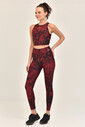 Kadın Bordo Yüksek Bel Desenli Esnek ve Toparlayıcı Spor Tayt 8121 - 10