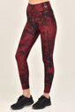 Kadın Bordo Yüksek Bel Desenli Esnek ve Toparlayıcı Spor Tayt 8121 - 1