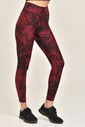 Kadın Bordo Yüksek Bel Desenli Esnek ve Toparlayıcı Spor Tayt 8121 - 3