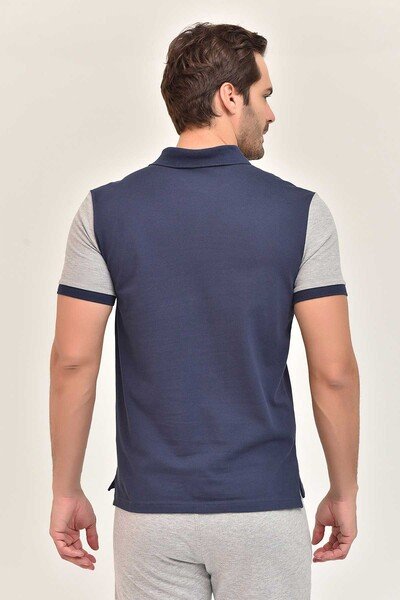 BİLCEE - Erkek Lacivert Polo Yaka Büyük Beden T-Shirt 8981 (1)