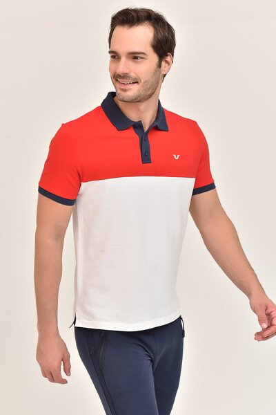 BİLCEE - Erkek Beyaz Polo Yaka Biyük Beden T-Shirt 8981 (1)