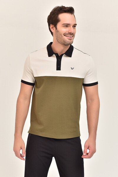 BİLCEE - Erkek Yeşil Polo Yaka Biyük Beden T-Shirt 8981