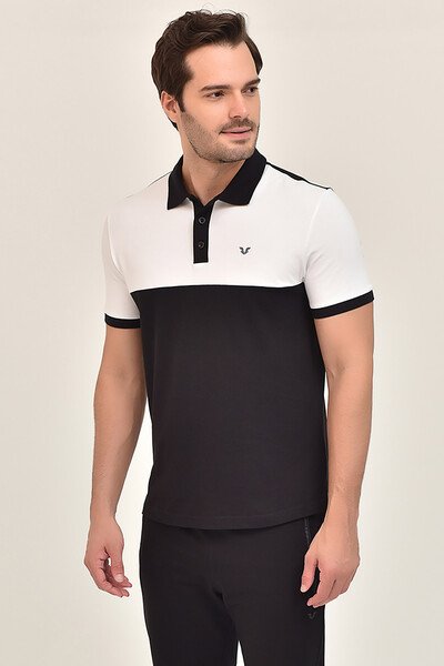 BİLCEE - Erkek Siyah Polo Yaka Büyük Beden T-Shirt 8981