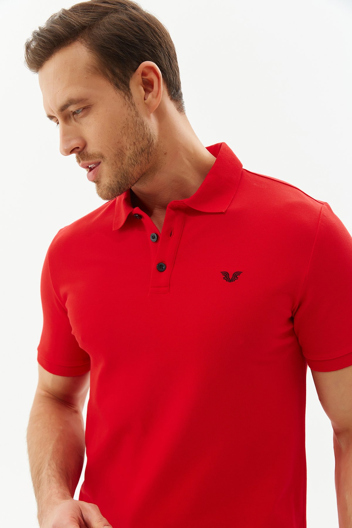 Erkek Kırmızı Polo Yaka Pamuklu Tişört 8982