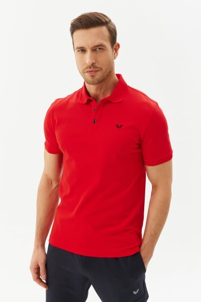 BİLCEE - Erkek Kırmızı Polo Yaka Pamuklu Tişört 8982