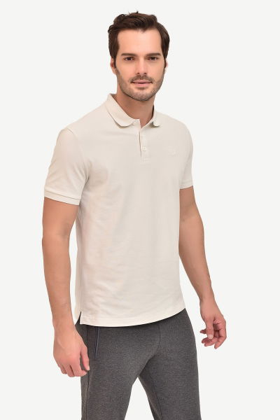 Erkek Krem Polo Yaka Pamuklu Tişört 8982