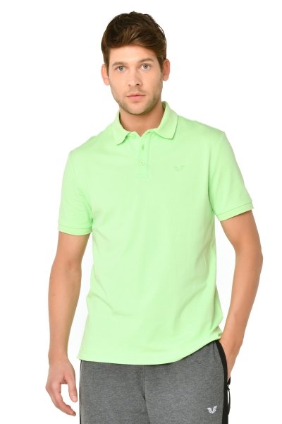 BİLCEE - Erkek Yeşil Polo Yaka Pamuklu Tişört 8982