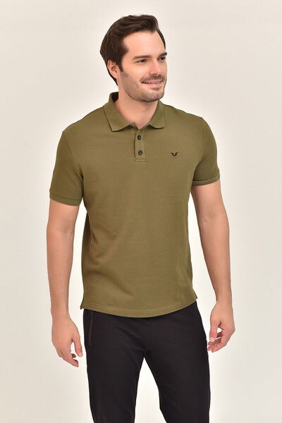 Erkek Yeşil Polo Yaka Büyük Beden Tişört 8983