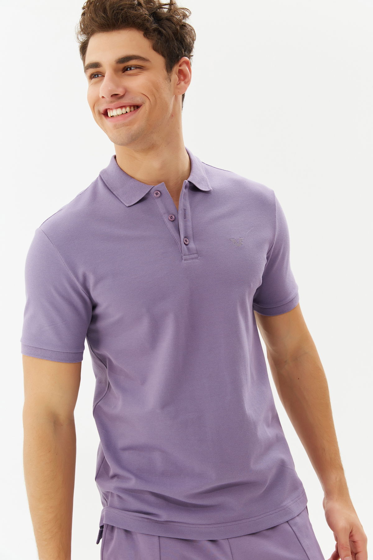 Erkek Mor Düğmeli Büyük Beden Polo Yaka Tişört 8983 - BİLCEE (1)