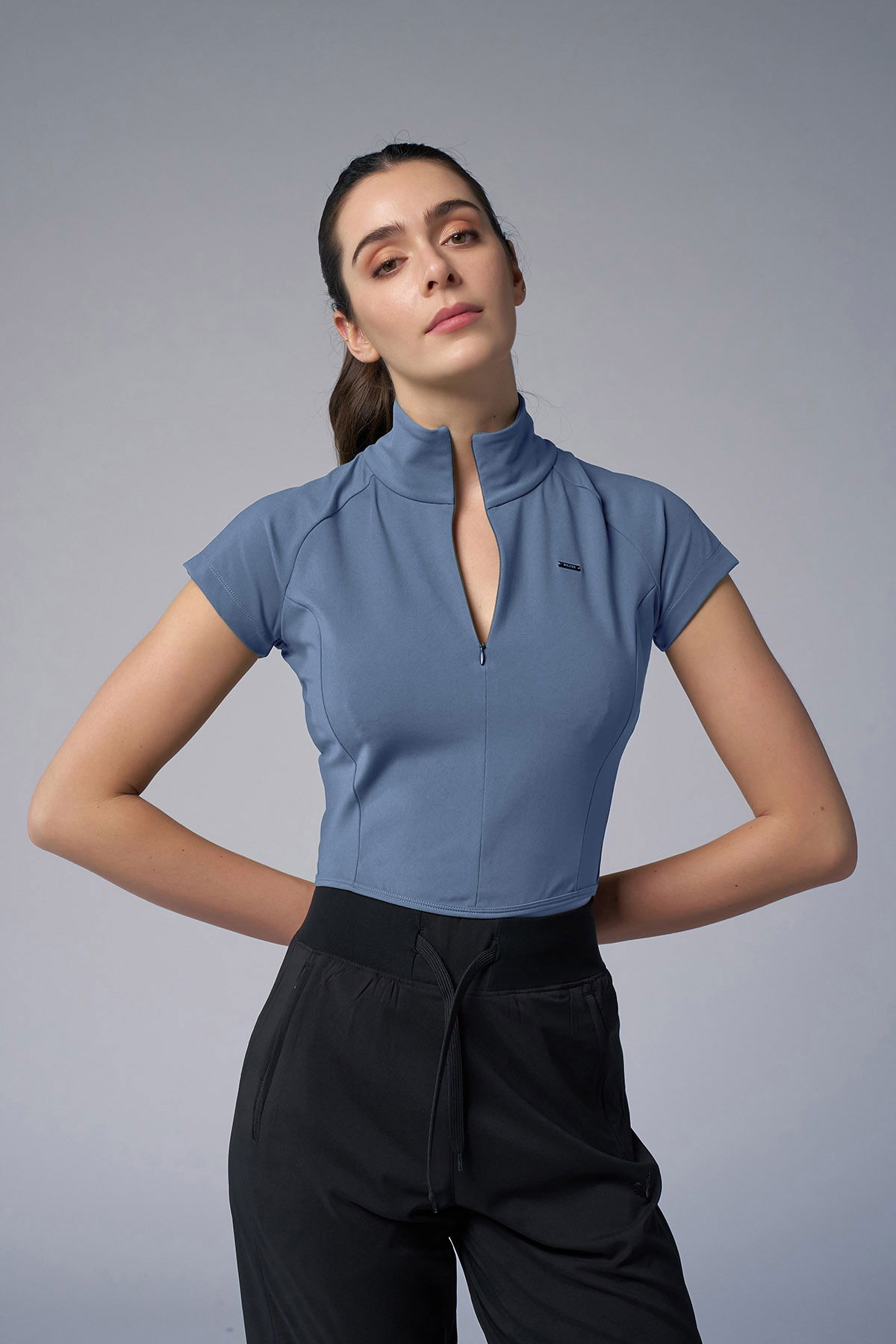 Kadın Azur Kısa Kollu Yakalı Sörf Body 4059 - BİLCEE (1)