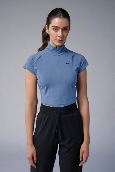 Kadın Azur Kısa Kollu Yakalı Sörf Body 4059 