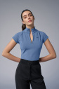 Kadın Azur Kısa Kollu Yakalı Sörf Body 4059 - 5