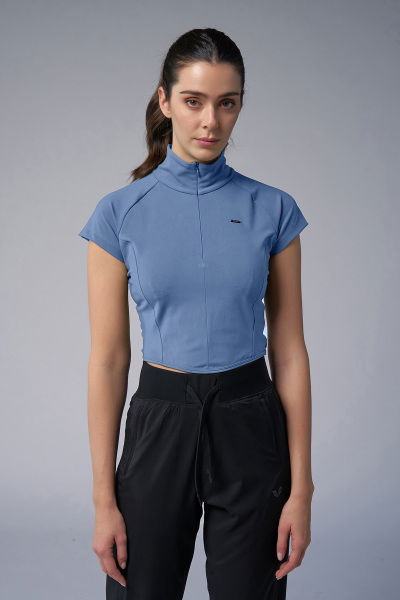 Kadın Azur Kısa Kollu Yakalı Sörf Body 4059 