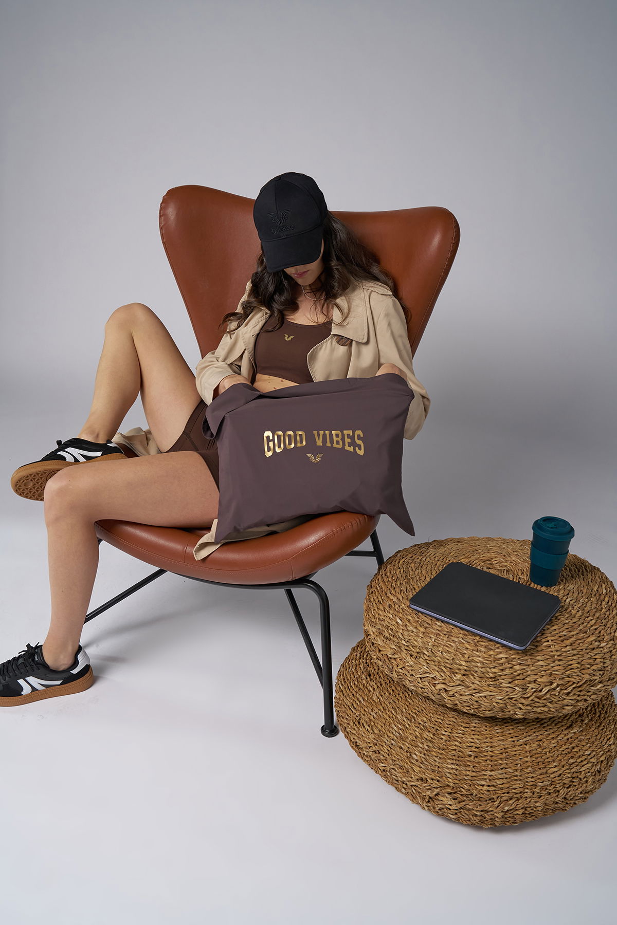 Kadın Kahverengi Baskılı Alışveriş Çantası | 5725 - BİLCEE