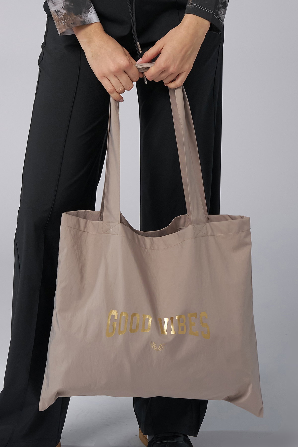 Kadın Bej Baskılı Alışveriş Çantası | 5725 - BİLCEE (1)