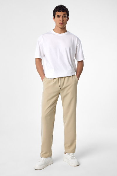 Erkek Bej Teknolojik Kumaş Bol Rahat Pantolon | 4593 