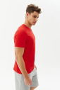Erkek Kırmızı Bisiklet Yaka %100 Pamuk Basic Günlük ve Spor Tişört 8766 - 2
