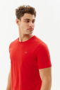 Erkek Kırmızı Bisiklet Yaka %100 Pamuk Basic Günlük ve Spor Tişört 8766 - 7