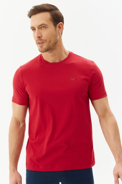 BİLCEE - Erkek Bordo Bisiklet Yaka Basic Tişört 8766