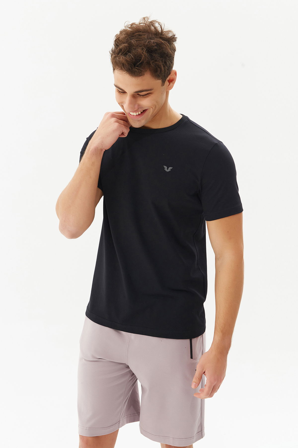 Siyah Erkek Bisiklet Yaka %100 Pamuk Basic Günlük ve Spor Tişört | 8766 - BİLCEE (1)