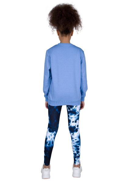 Unisex Çocuk Mavi Bisiklet Yaka Sweatshırt 8419