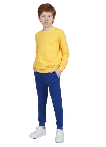 BİLCEE - Unisex Çocuk Sarı Bisiklet Yaka Sweatshırt 8419 (1)