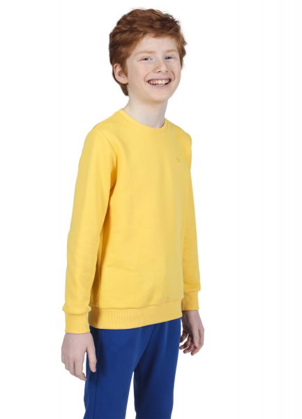 Unisex Çocuk Sarı Bisiklet Yaka Sweatshırt 8419